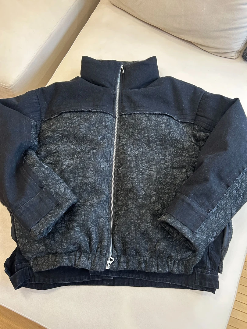 冬 绒面牛仔拼接夹克保暖外套