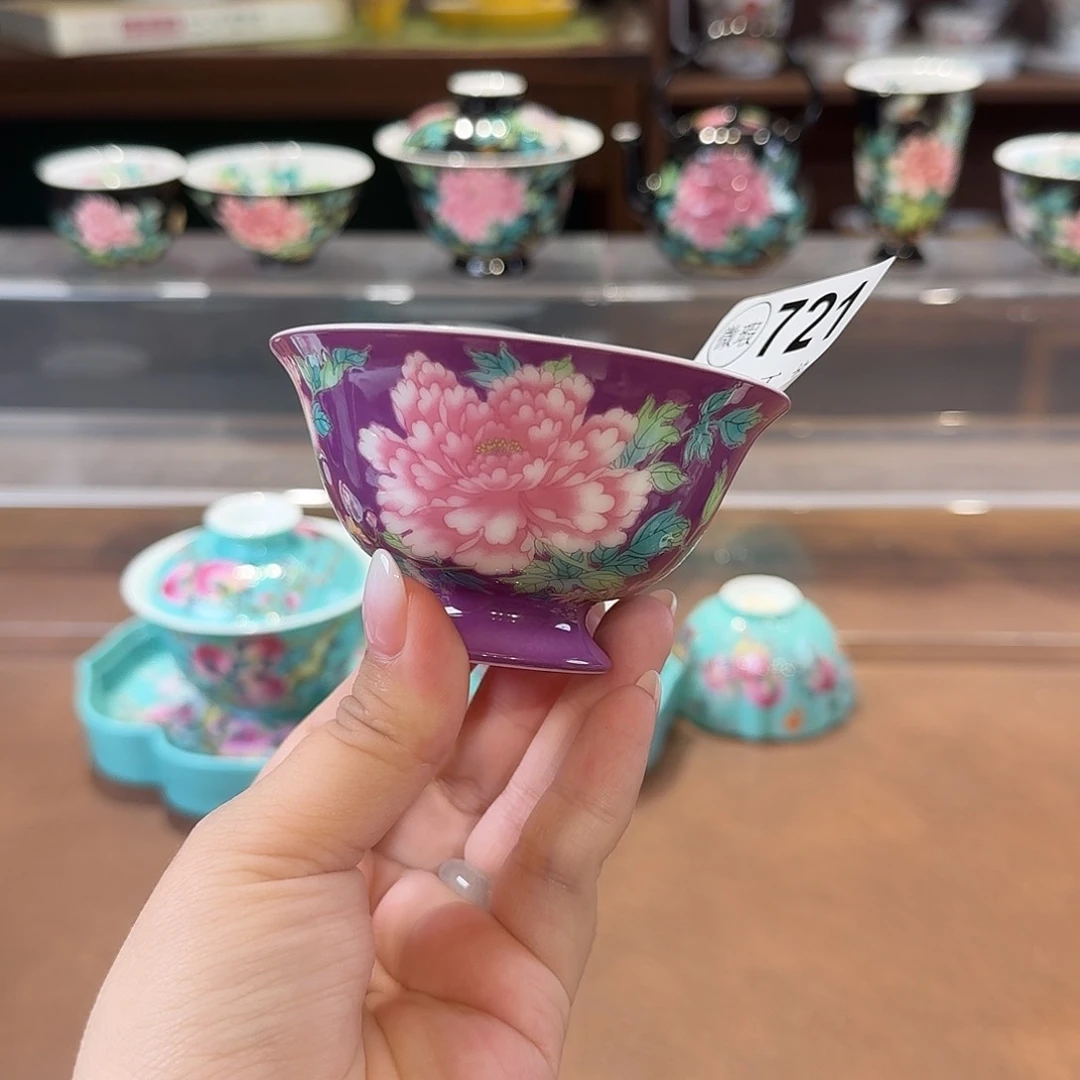霓***人珐琅彩湖人杯茶具套装