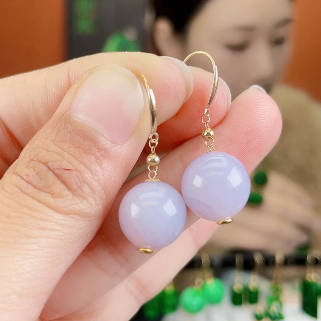 翡翠18K金镶嵌耳饰