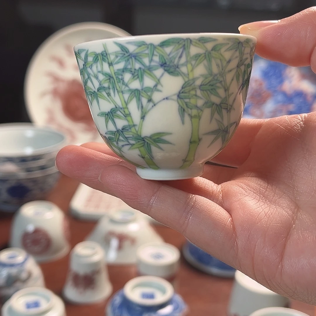 杯斗彩文竹杯杯杯