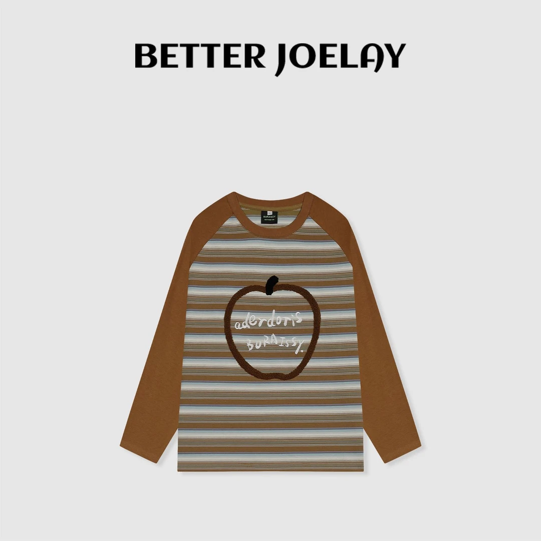 BETTERJOELAY-【秋日苹果】时尚条纹宽松长袖休闲慵懒风潮流ZZ3663