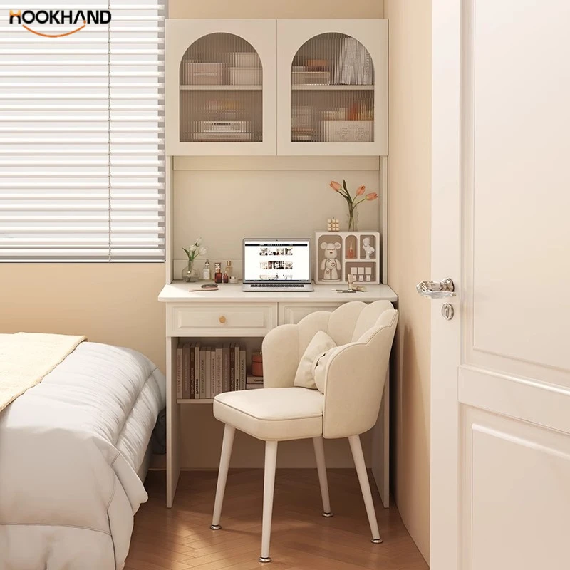 书桌书架一体电脑桌卧室家用办公桌女生白色书桌学习写字梳妆台子