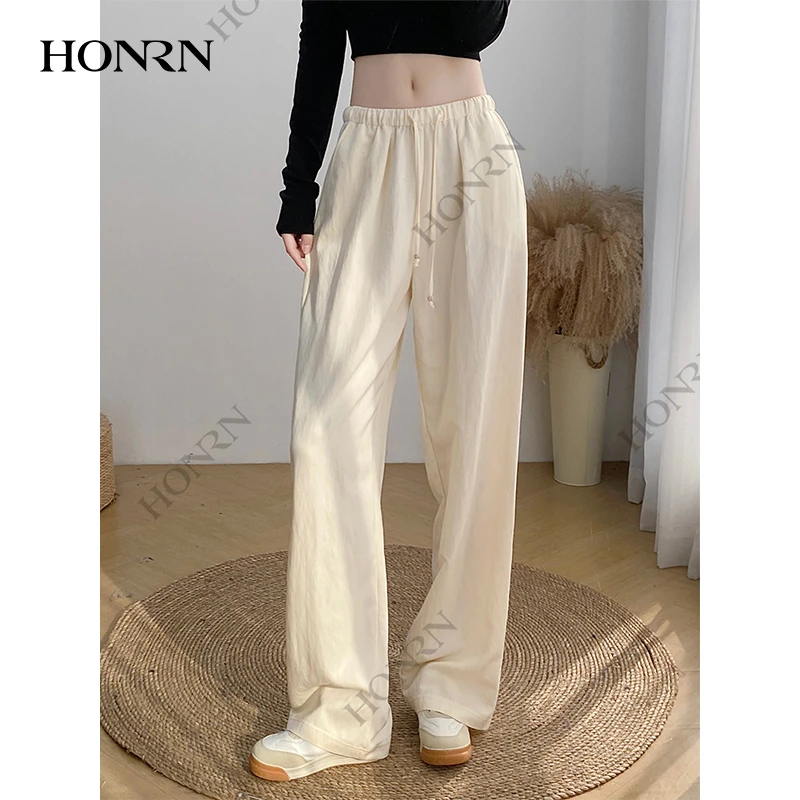 HONRN/宽松裤子女装亚麻直筒阔腿休闲裤女春秋款夏季HK19OK003