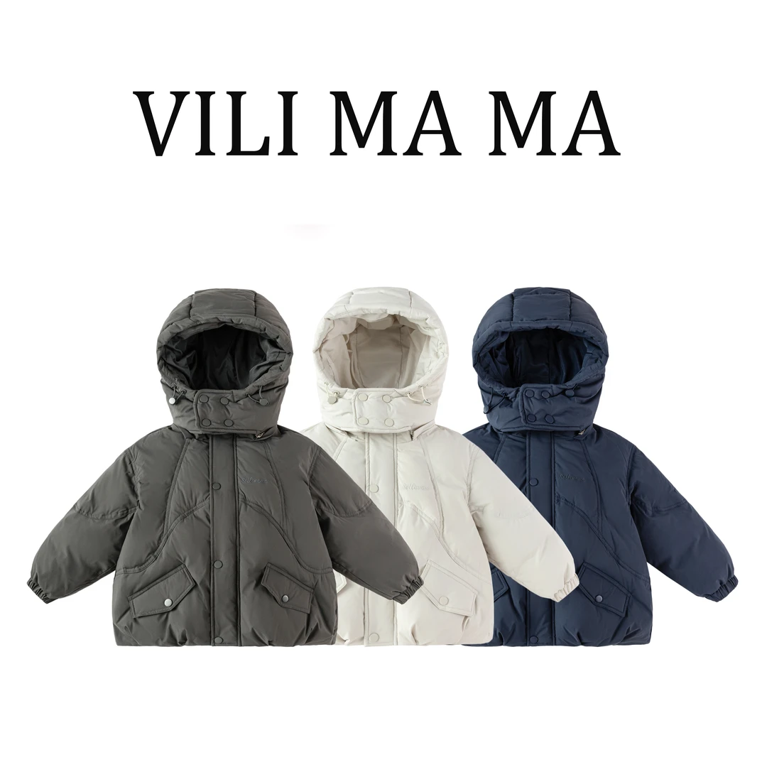 【现货】vilimama2025冬款【特别厚】90白鸭绒大口袋连帽羽绒服D55047