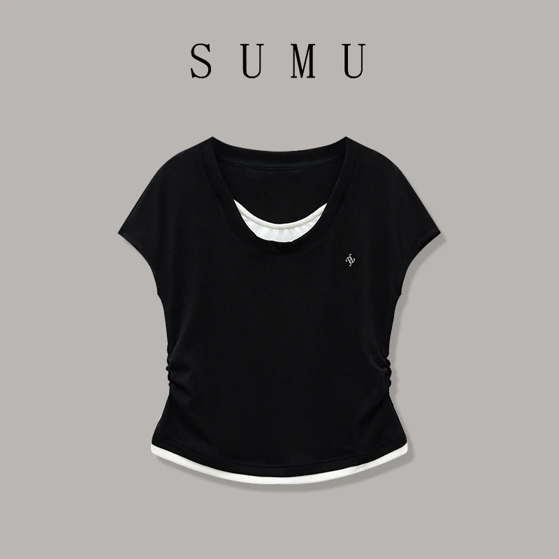 宿慕SUMU 女款T恤 3-22春季2025新款时尚百搭休闲短袖M000PH