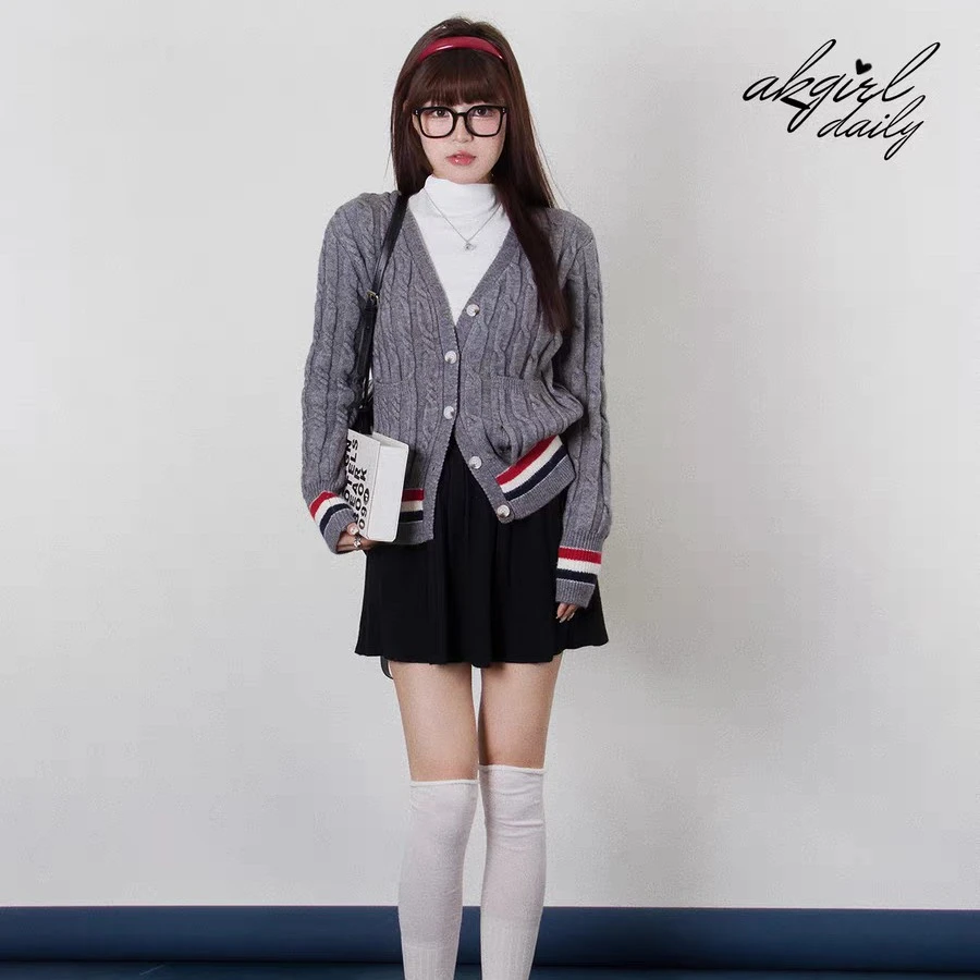 12118撞色针织开衫SM【C1】