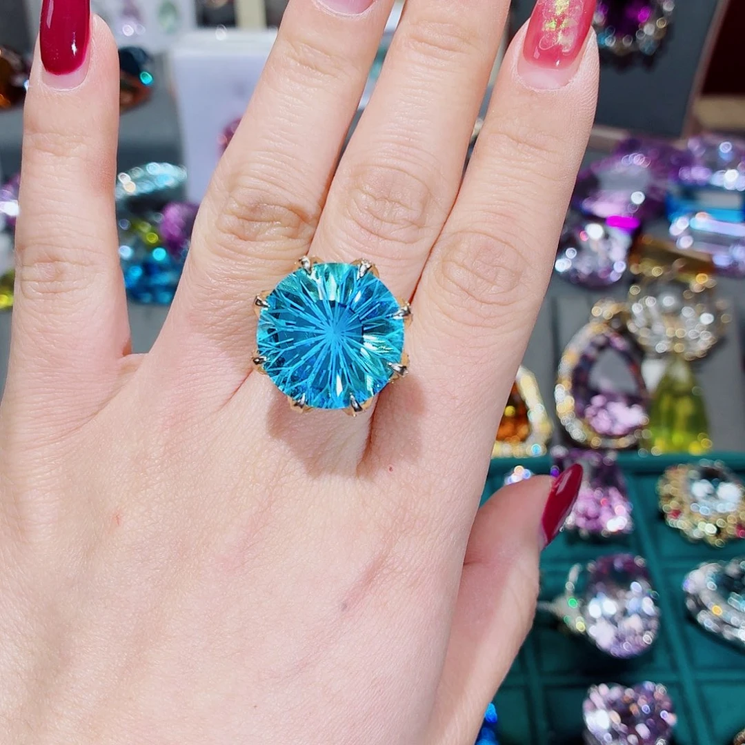 戒指银S925镶嵌托帕石戒指