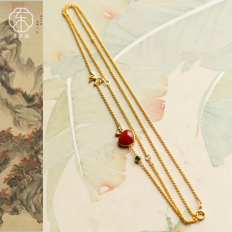 东方俪DOFUNLY【霞心链】天然南红18K金项链设计款NHXL雅韵