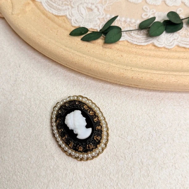 铜合金仿珍珠胸针 【六六中古】孤品复古胸针th5518