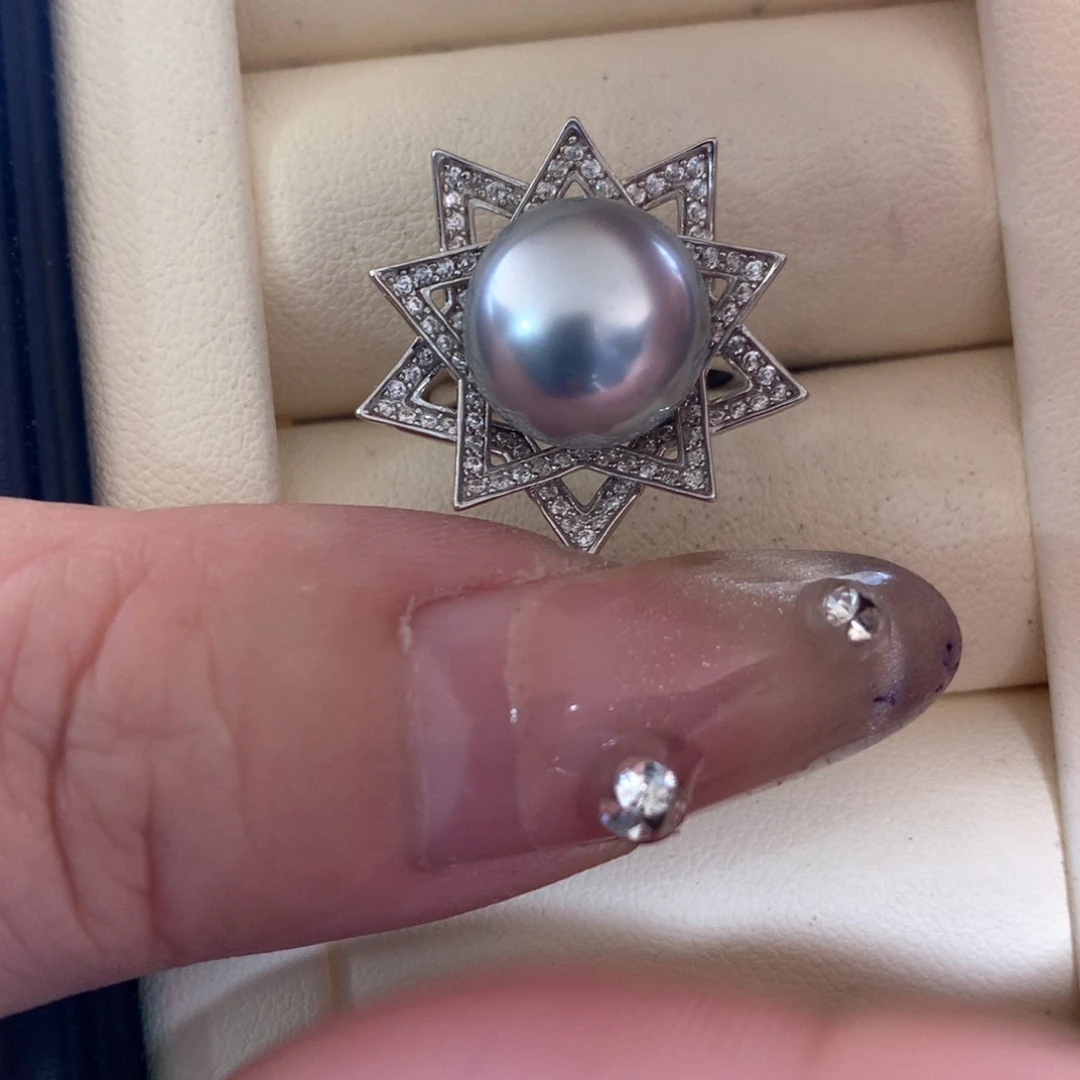 海水珍珠戒指银S925镶嵌
