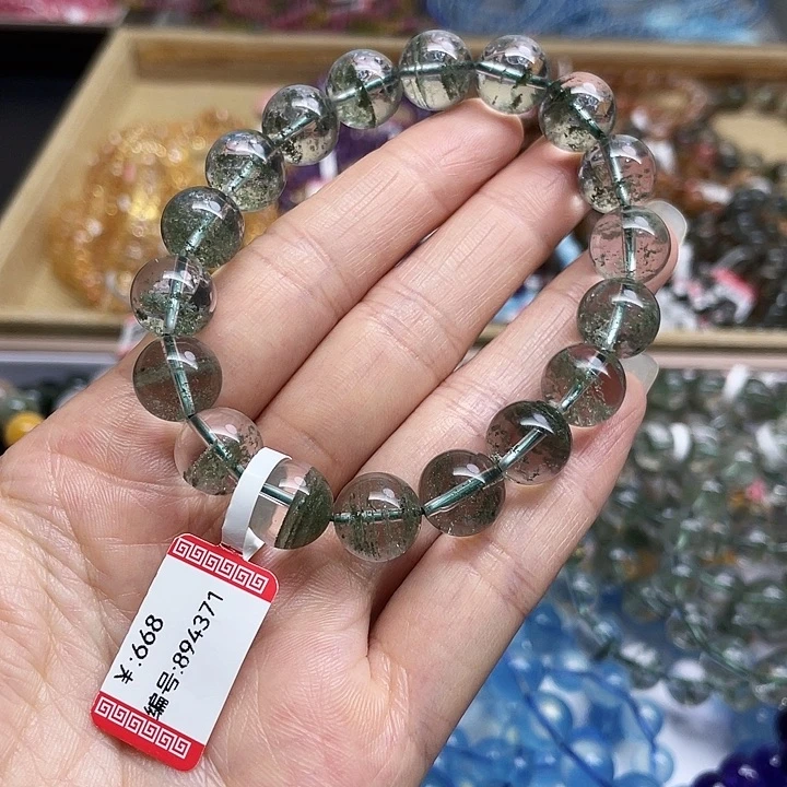 咩***咪水晶手链未镶嵌绿幽灵11m