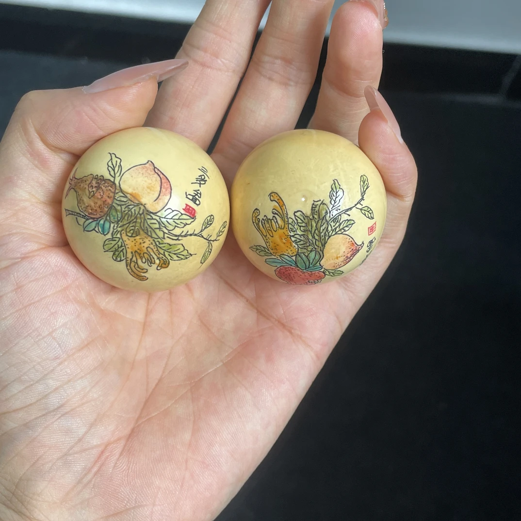 5A冰料牙雕手球 精工手雕