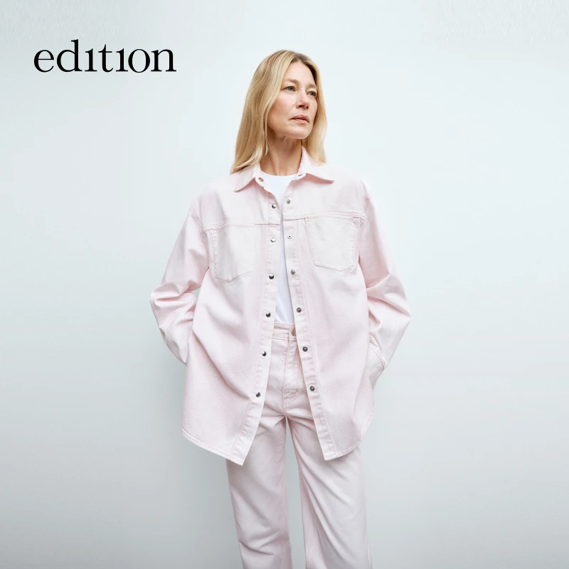 【商场同款新品】edition2025春季桃红色印染牛仔外套#EBE1JKT002