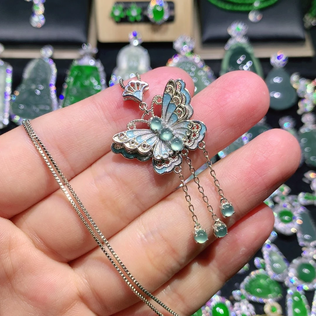 翡翠银S925镶嵌吊坠(赠链)