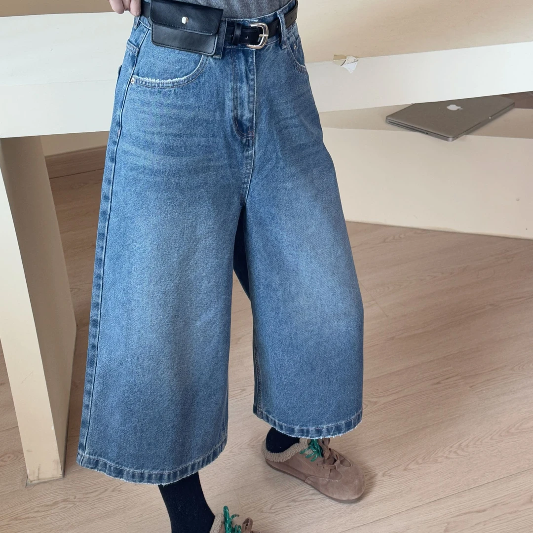 【复古随性】春季新款高腰气质显瘦百搭宽松七分阔腿裤