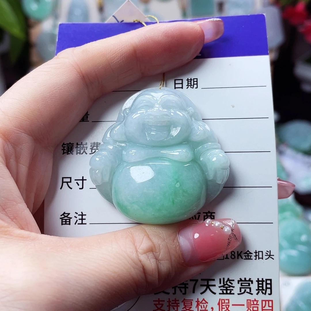 翡翠未镶嵌颈饰佛公12