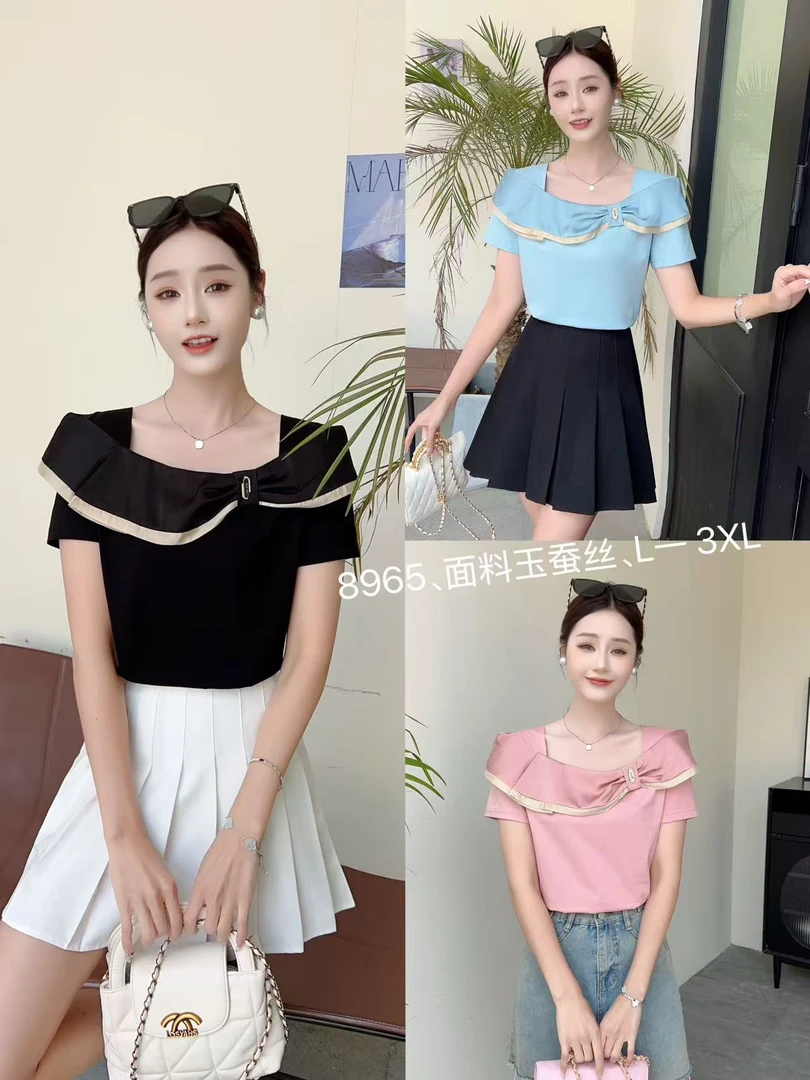 赫本风洋气女人味夏季透气蚕丝舒适上衣