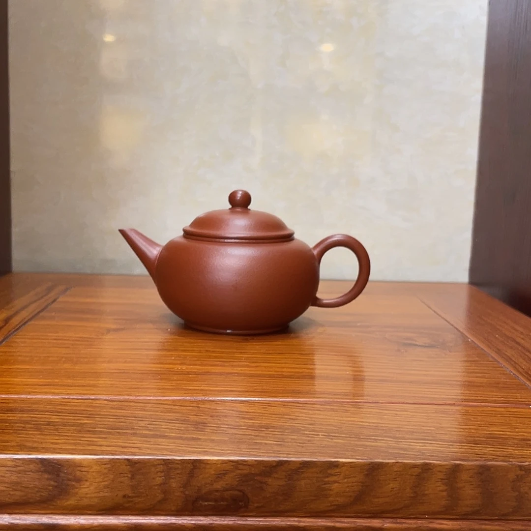 茶壶紫砂汤*水平壶 朱泥  半手工 约155cc