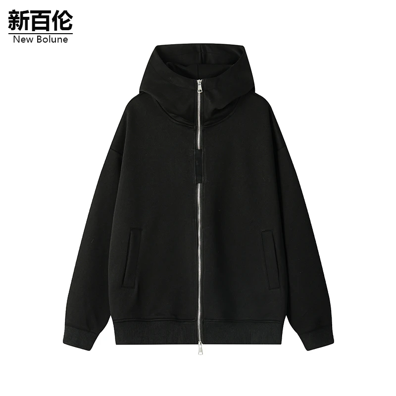 新百伦/NEW BOLUNE美式高街连帽卫衣男秋季新款宽松重磅长袖外套