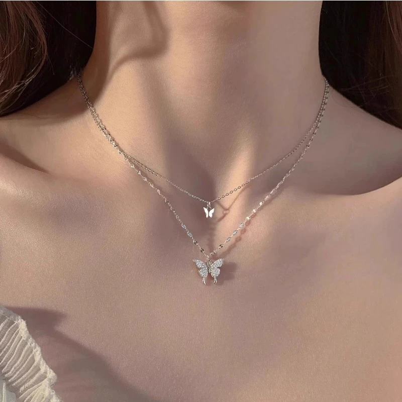 链子925银 纯银蝴蝶项链女夏2025爆款高级感生日情人节礼物送女友