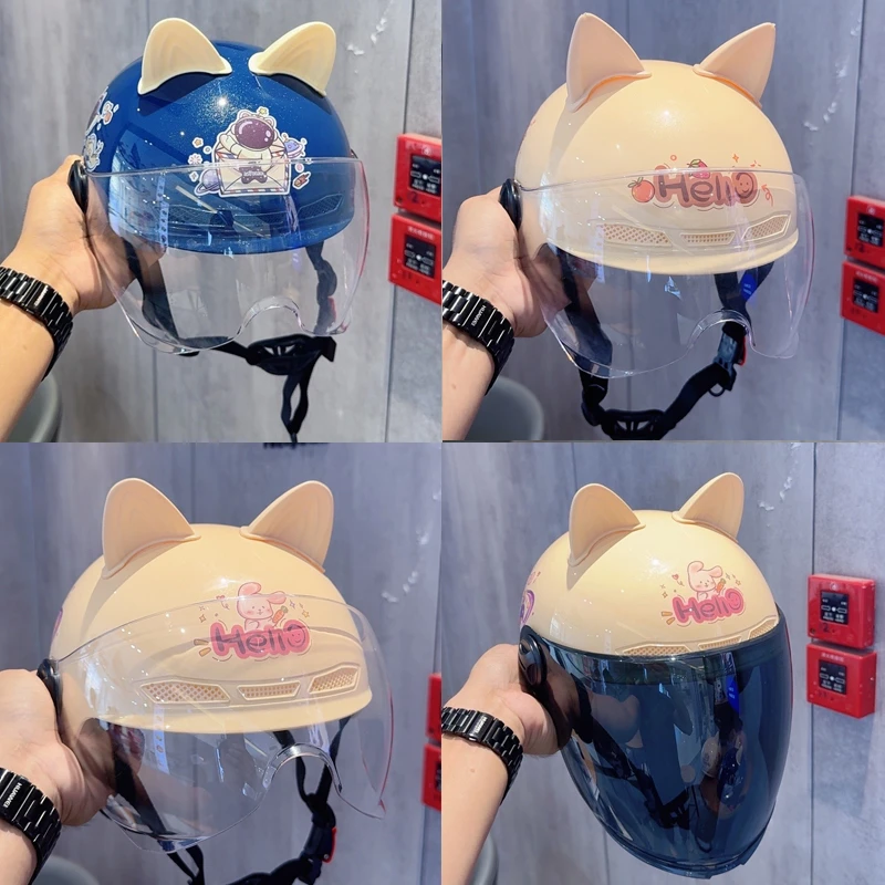 儿童头盔夏季国标3c认证电动车单镜3岁-9岁摩托半盔女安全帽