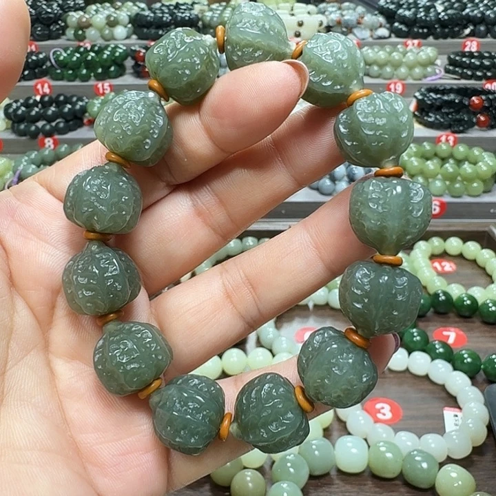 未镶嵌手链和田玉新疆且末蓝核桃卡16