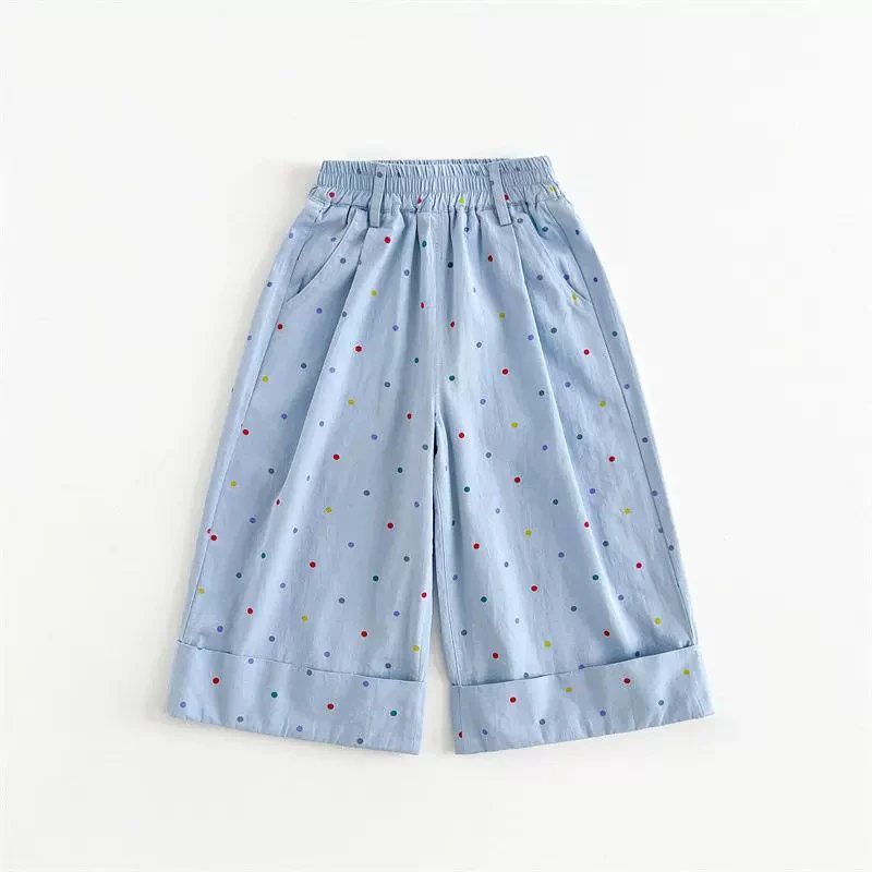 女童春秋2025新款波点直筒休闲裤