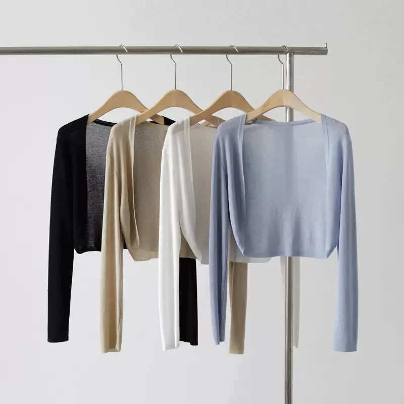 冰丝针织开衫外套女夏季披肩防晒外搭薄款坎肩空调衫罩衫直播链接