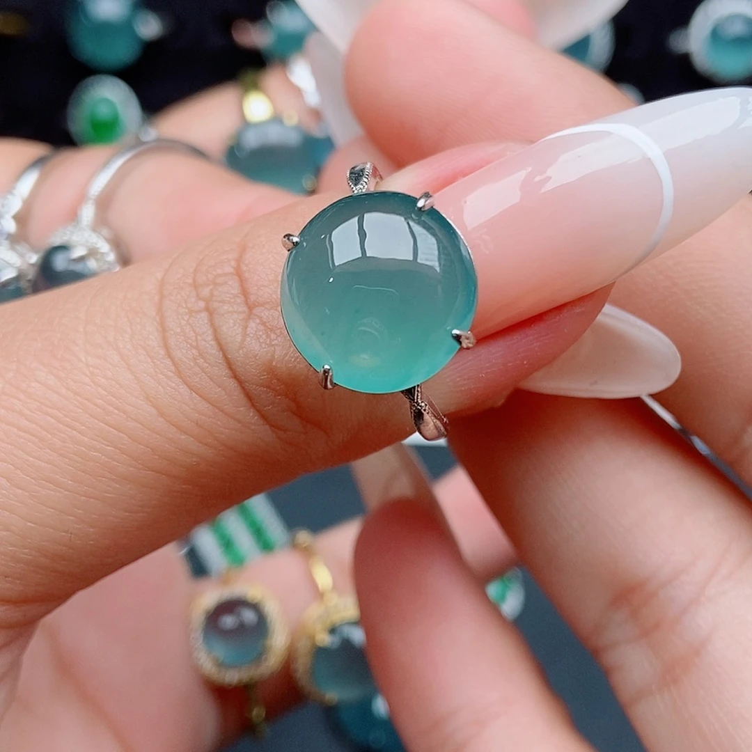 翡翠戒指银S925镶嵌55874