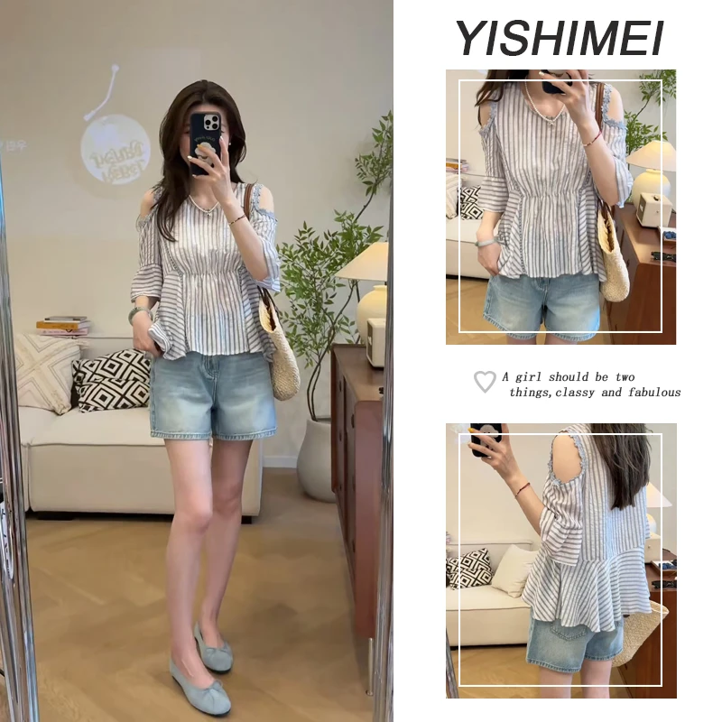 时尚减龄露肩上衣休闲百搭短裤两件套夏季穿搭一整套女2025新款