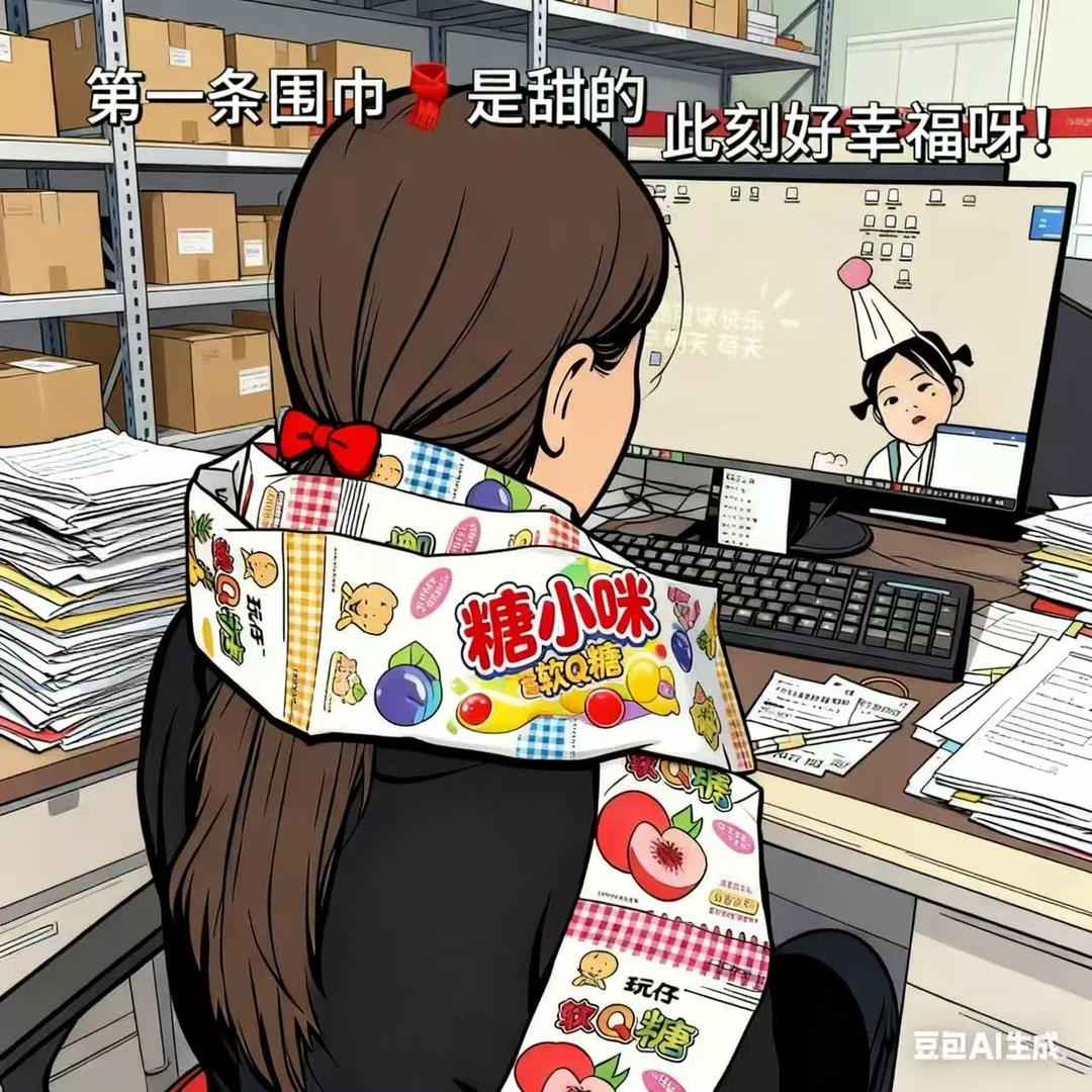 秋天第一条围巾长条连包围巾软糖小包装水果味果汁软糖休闲零食