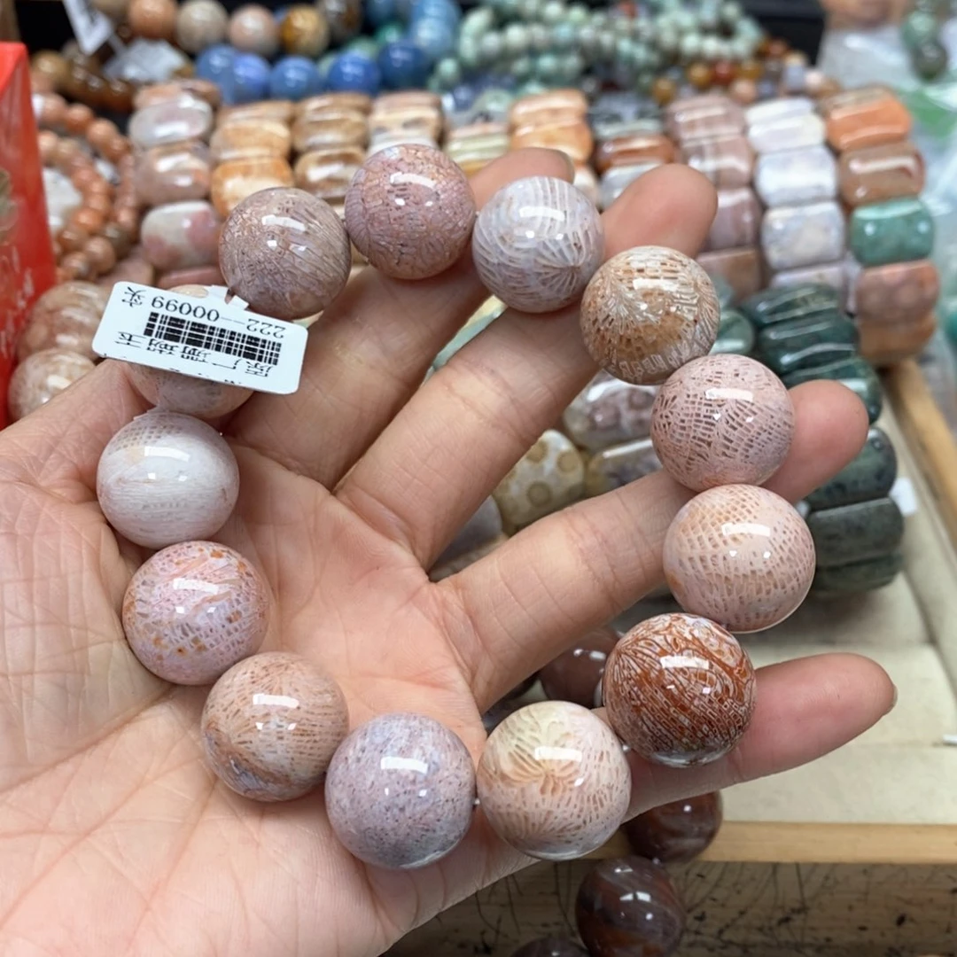 硅化珊瑚（珊瑚玉）手链未镶嵌?*婷574