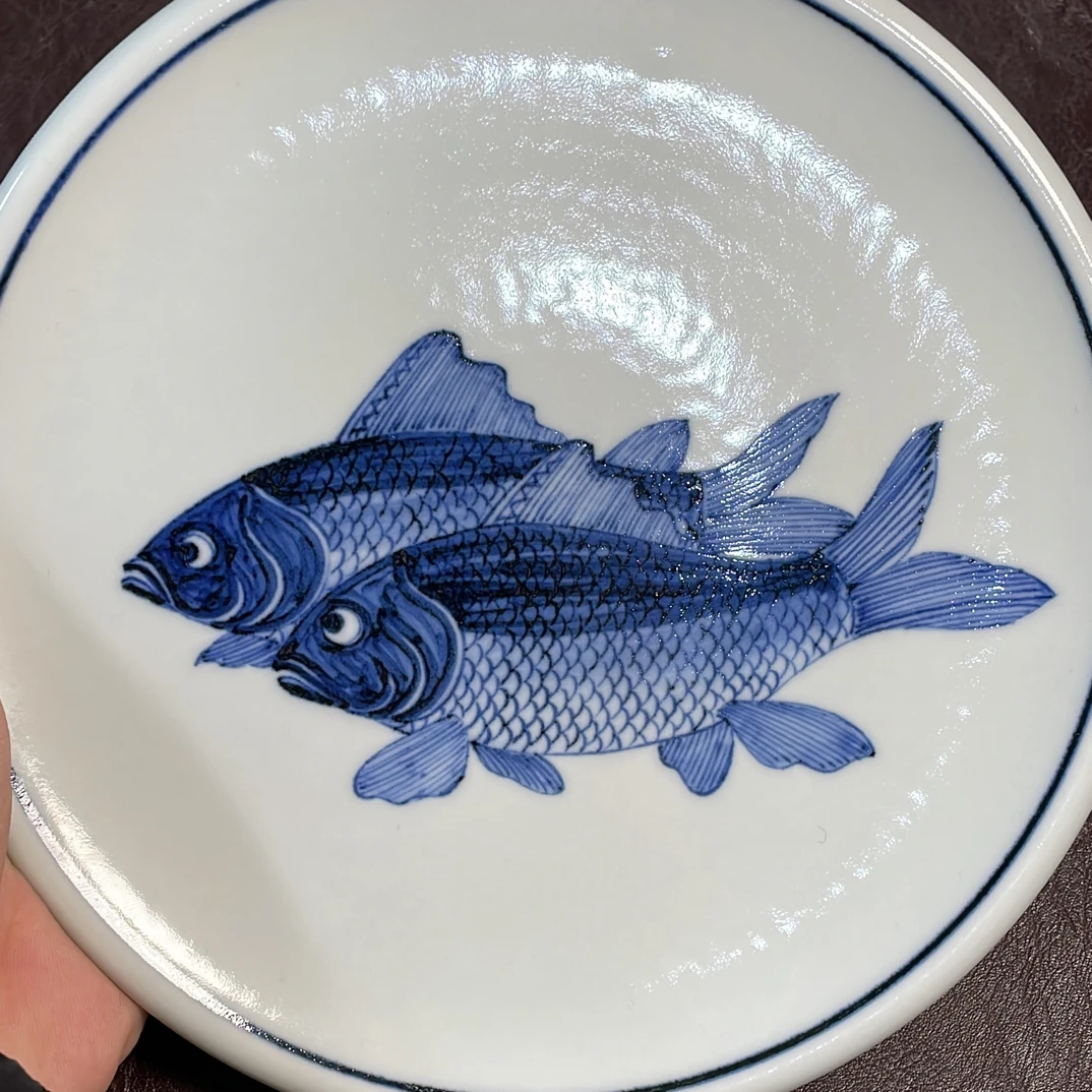付明华双鱼圆盘壶承18cm