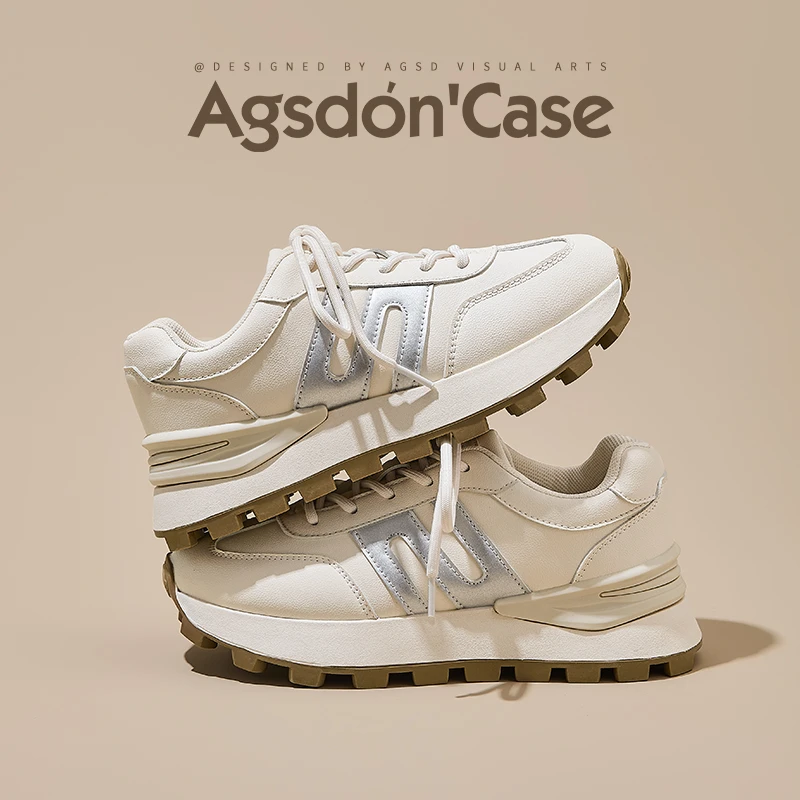 奥古狮登阿甘鞋女款2025新款春季超火小白运动鞋厚底轻便德训鞋H