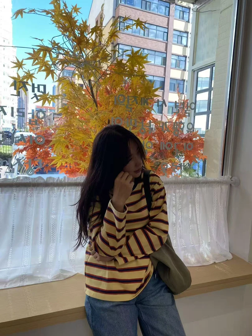 韩代.车静媛条纹长袖T  L25091104