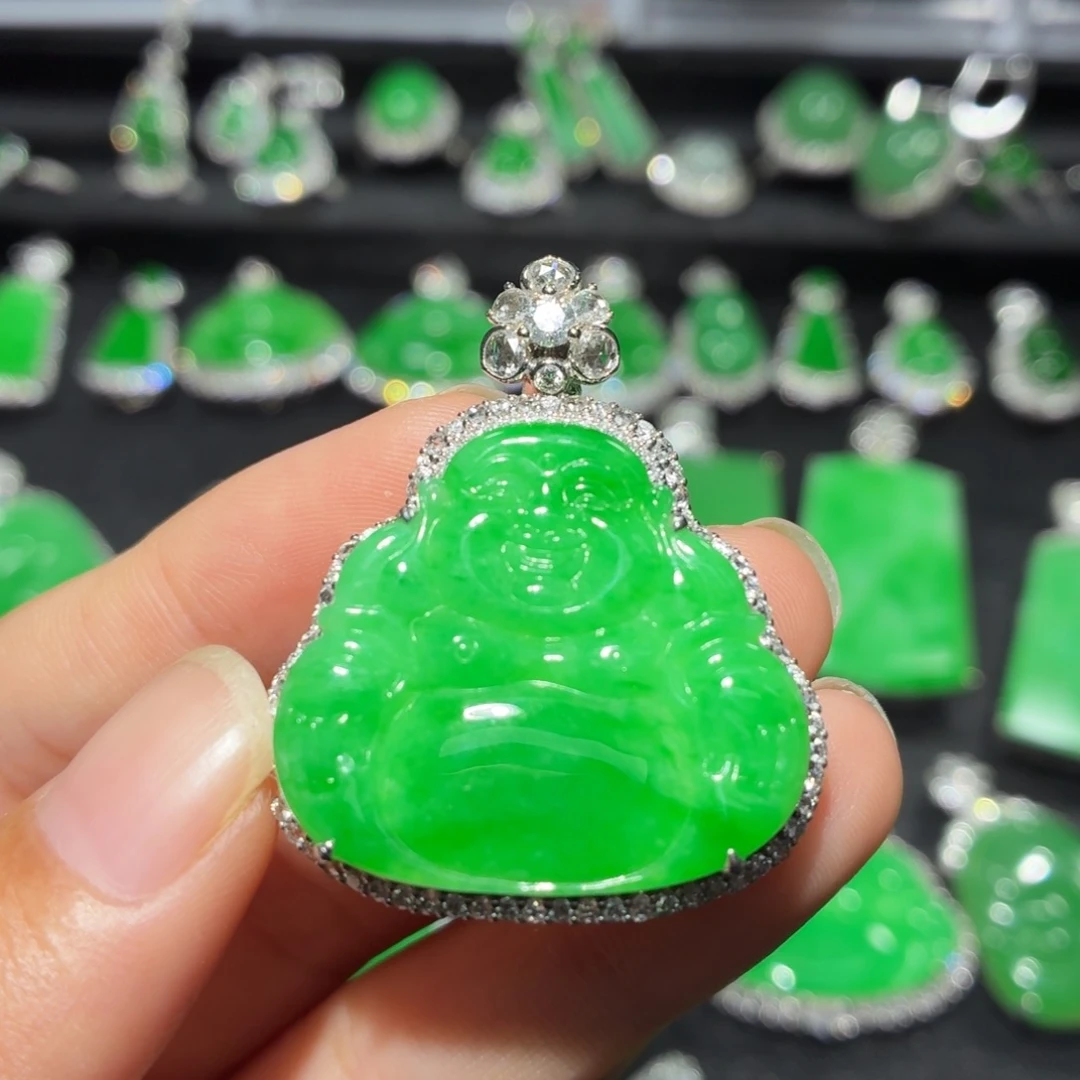 翡翠18K金镶嵌吊坠(不含链)136号