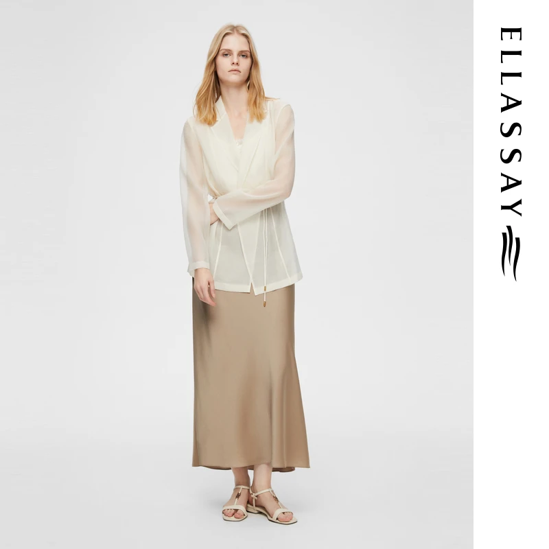 ELLASSAY歌力思25早春新款经典宽松系带设计短外套女EWB362W00100