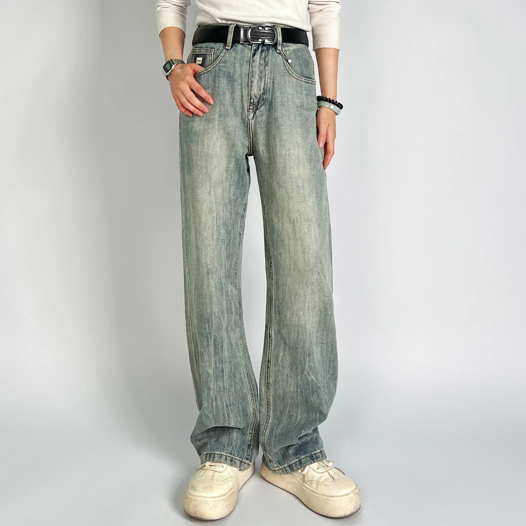 【MadeStyle】春季新款Cleanfit浅蓝色美式复古直筒百搭牛仔裤7801