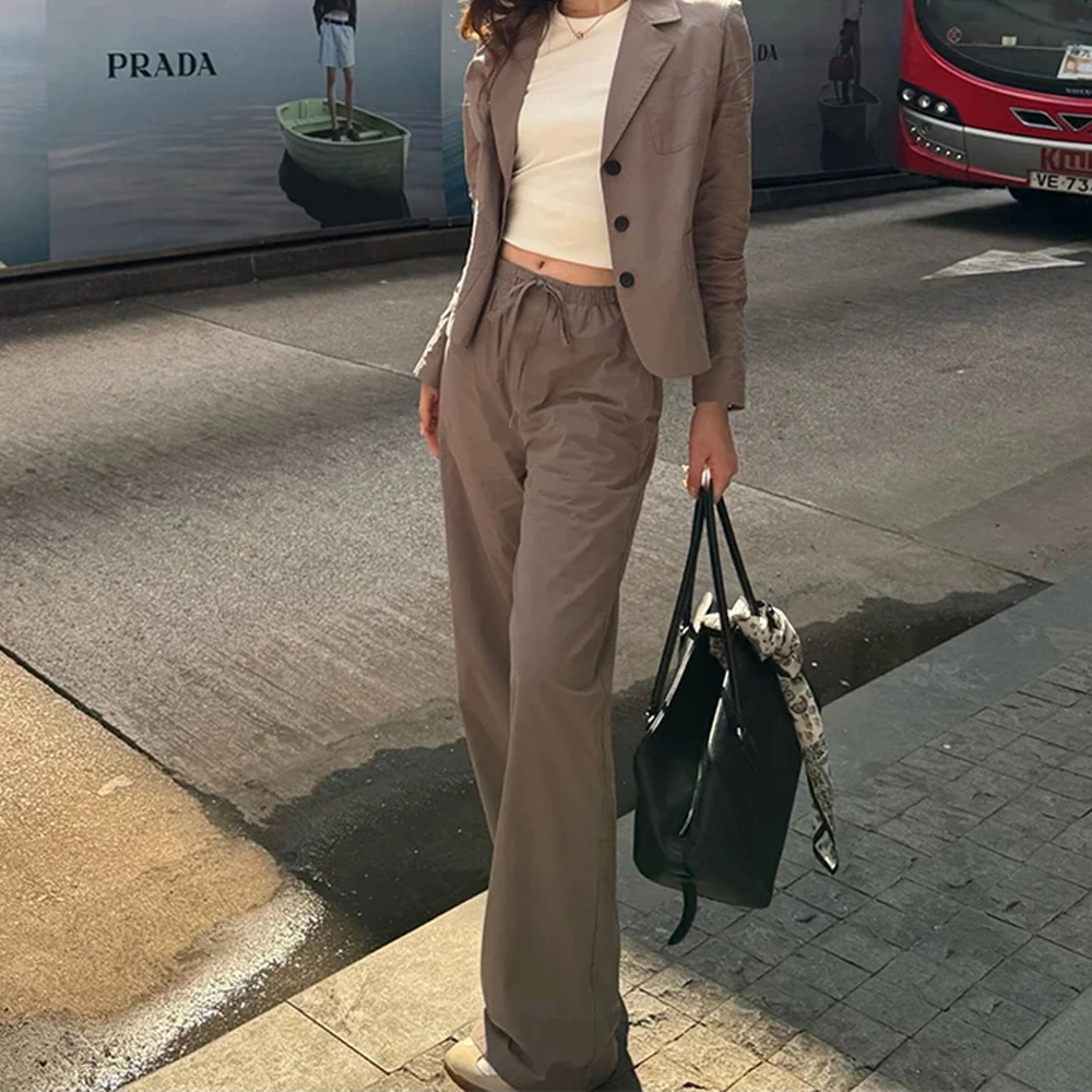 2025新款收腰正肩西装领上衣+新款纯色设计款西装直筒裤