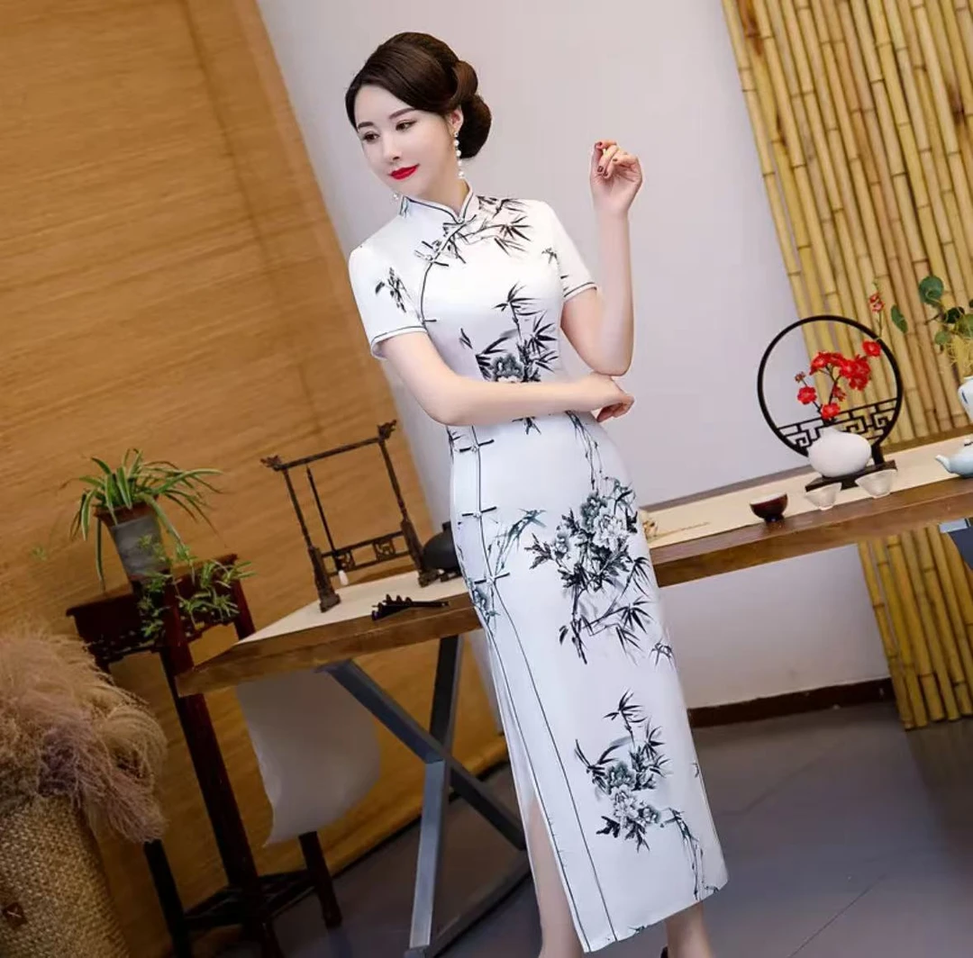 【墨竹/牡丹】2024新款复古百搭优雅大方日常淑女旗袍