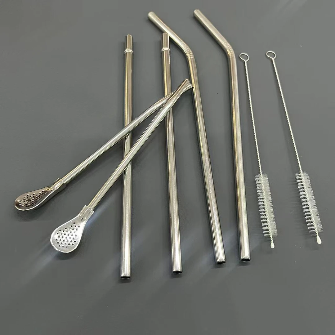 【618专享价】（全不锈钢加厚吸管）3直3弯2刷2花茶10件套【汤家限定】
