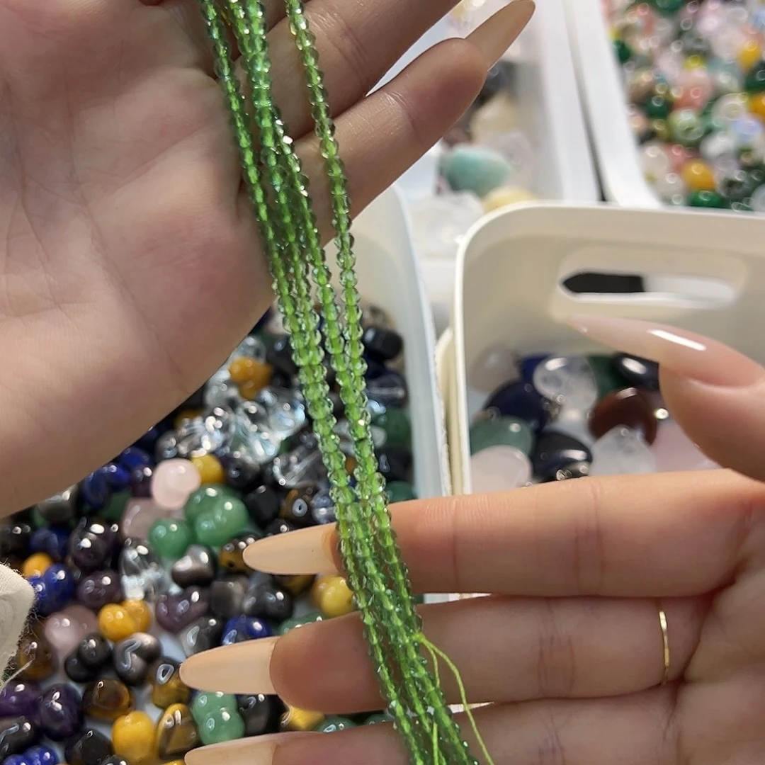 玛瑙/玉髓合金珠宝半成品 绿水晶（卡3咪）2条