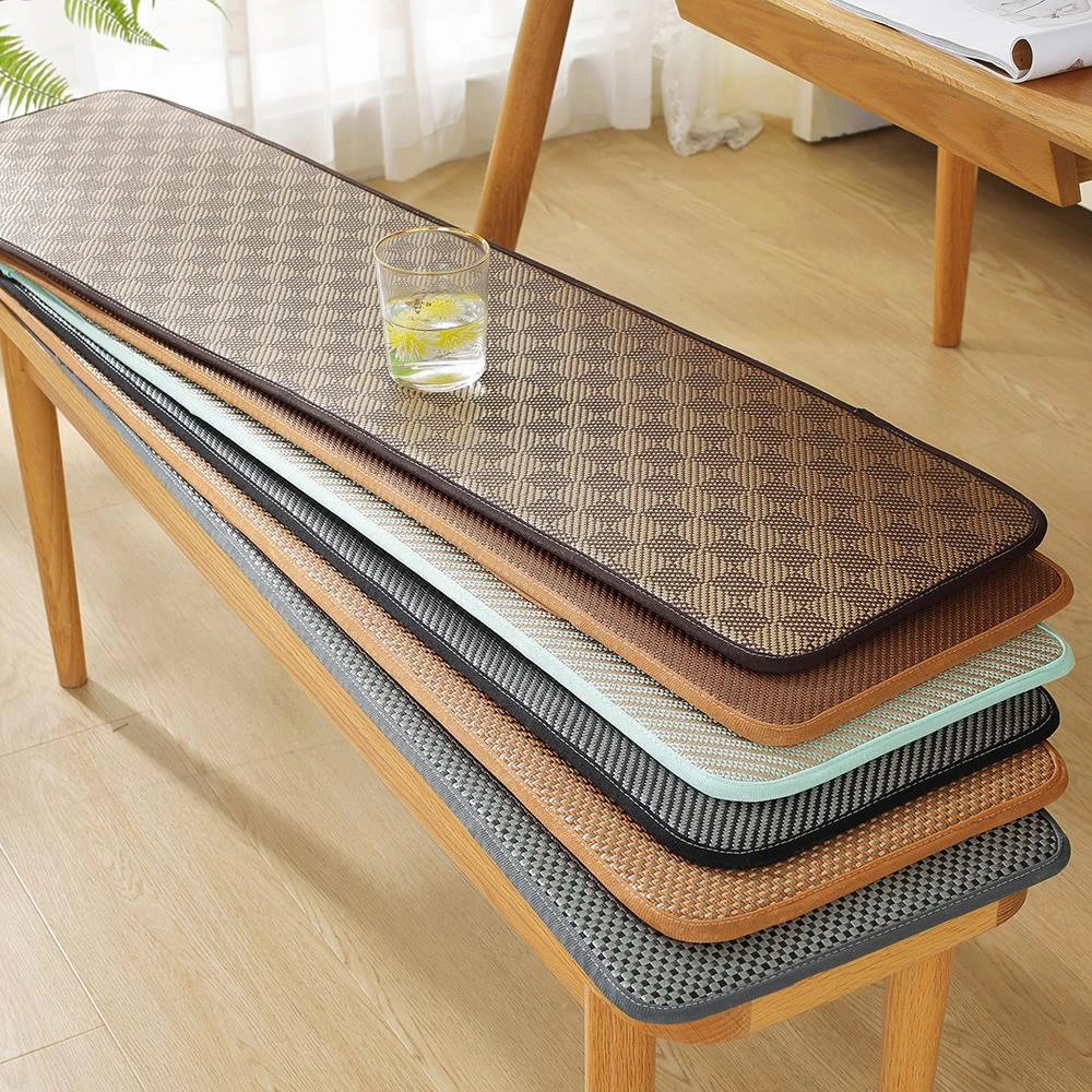 夏季凉席长条椅座垫藤席长凳坐垫长方形垫板凳垫子定做防滑家用