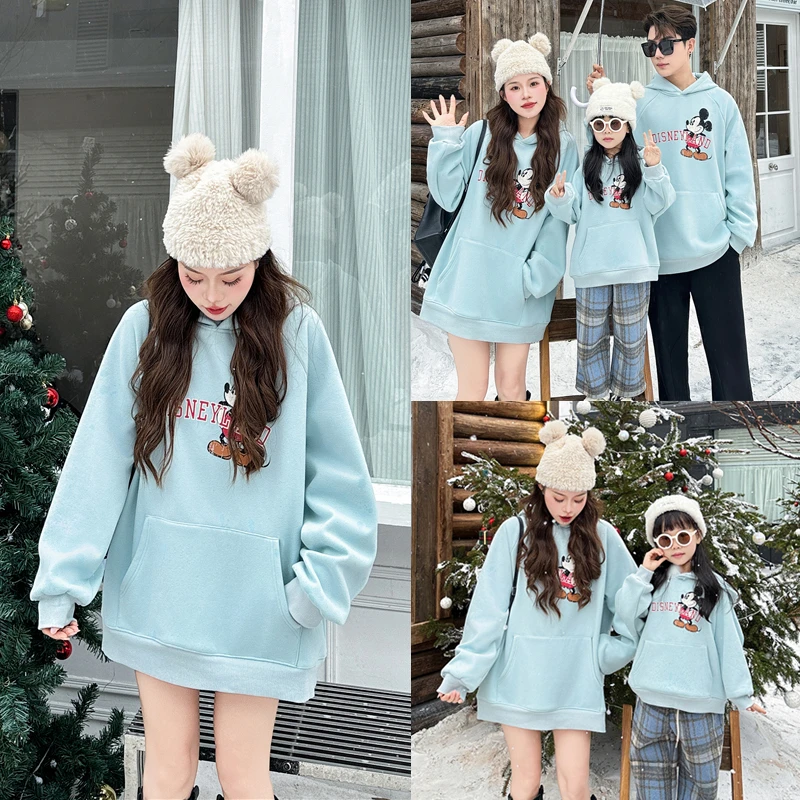 亲子装2025新款一家三口卡通加绒加厚卫衣冬装新款长袖A8992