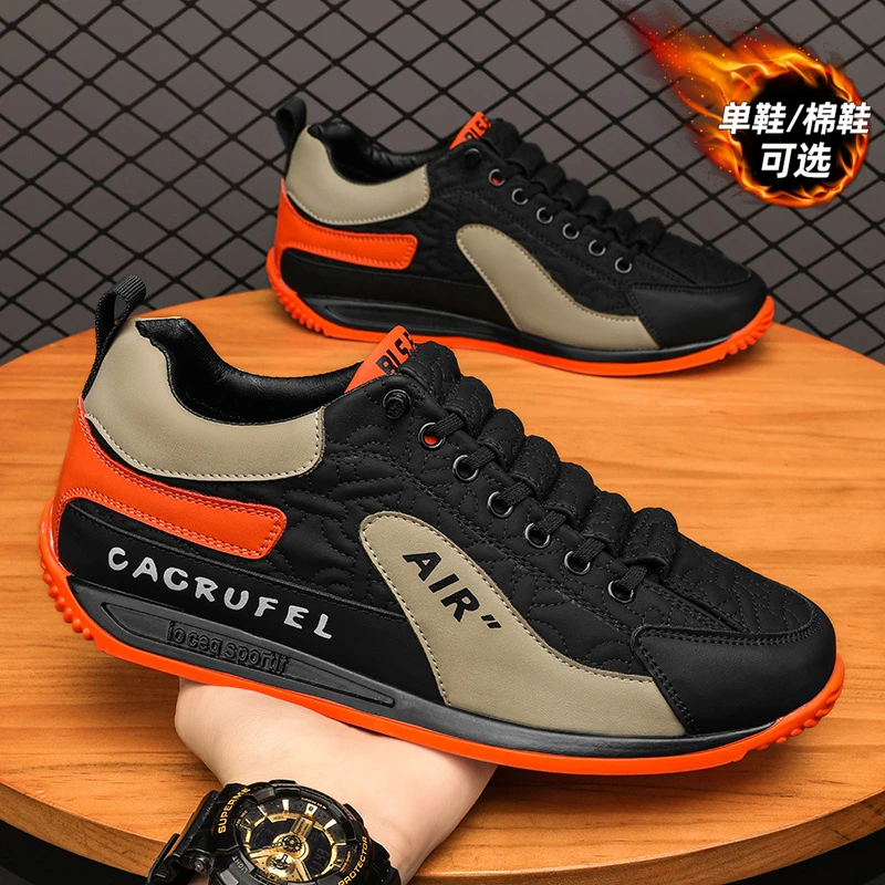 阿甘男鞋2025新款秋冬加绒百搭休闲布鞋跑步运动板鞋男士防滑板鞋