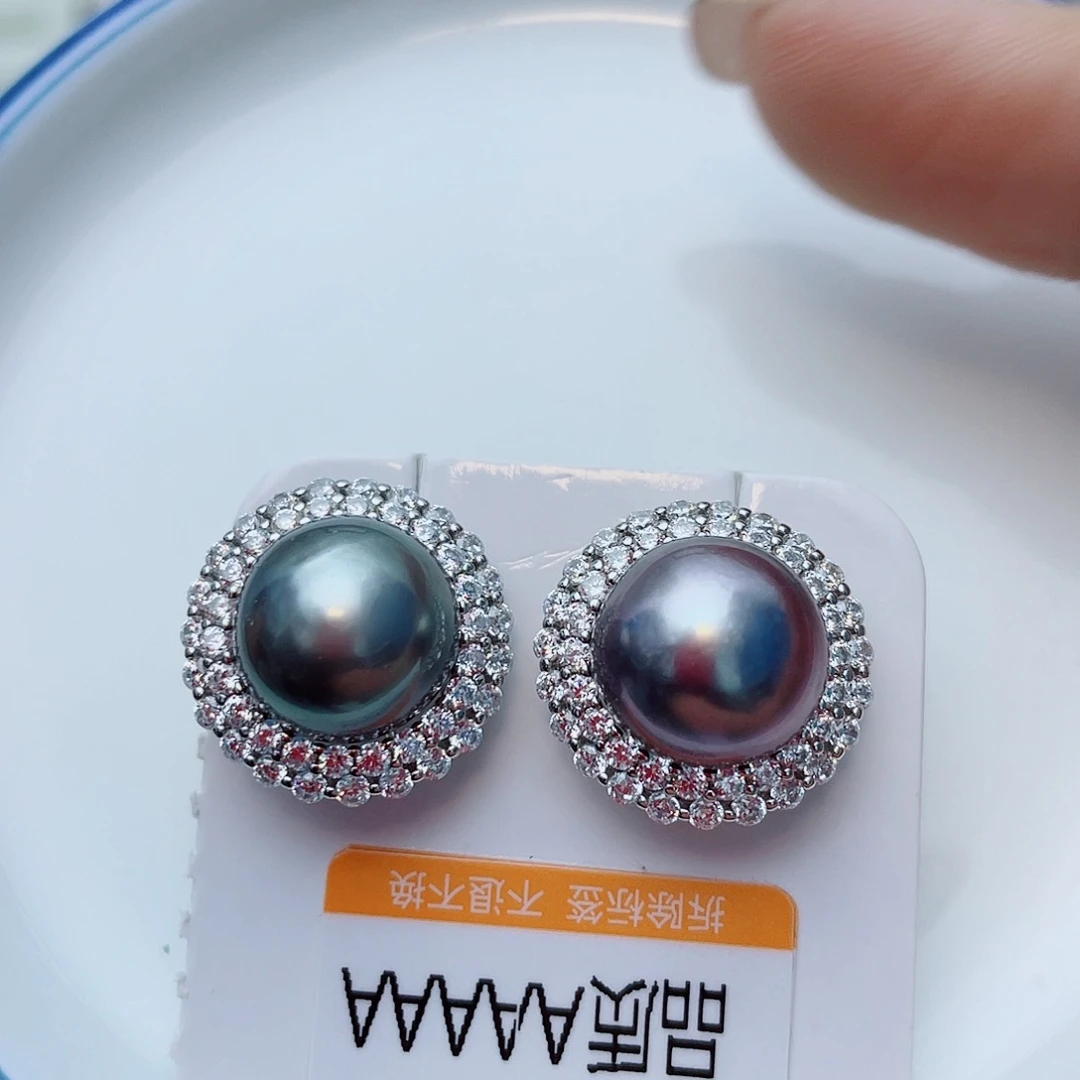 拼合珍珠（马贝珠）银S925镶嵌耳饰w44