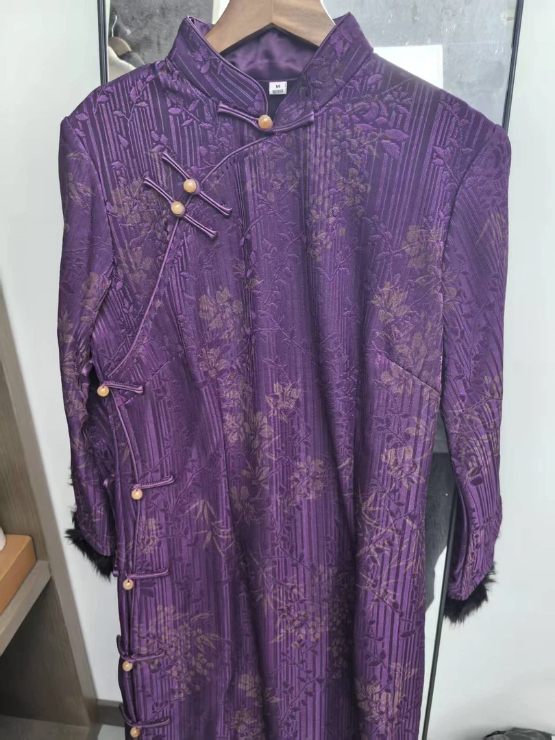 霓裳 全开襟加绒日常气质文艺国风复古优雅长款旗袍