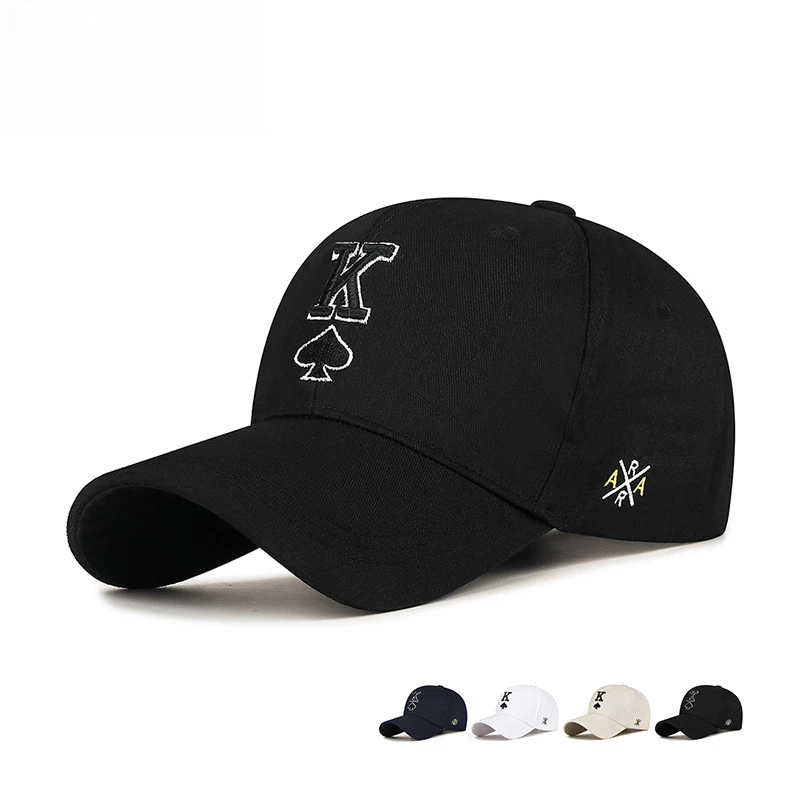 阿媛品质春秋季新款刺绣扑克牌黑桃K字母鸭舌帽户外遮阳防晒棒球