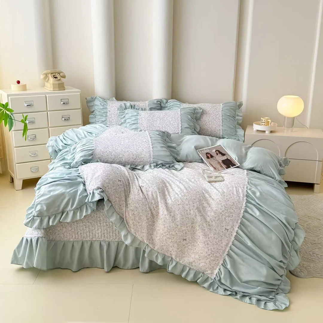 【晴美】针织双层纱韩版床盖四件套-安琪拉兔