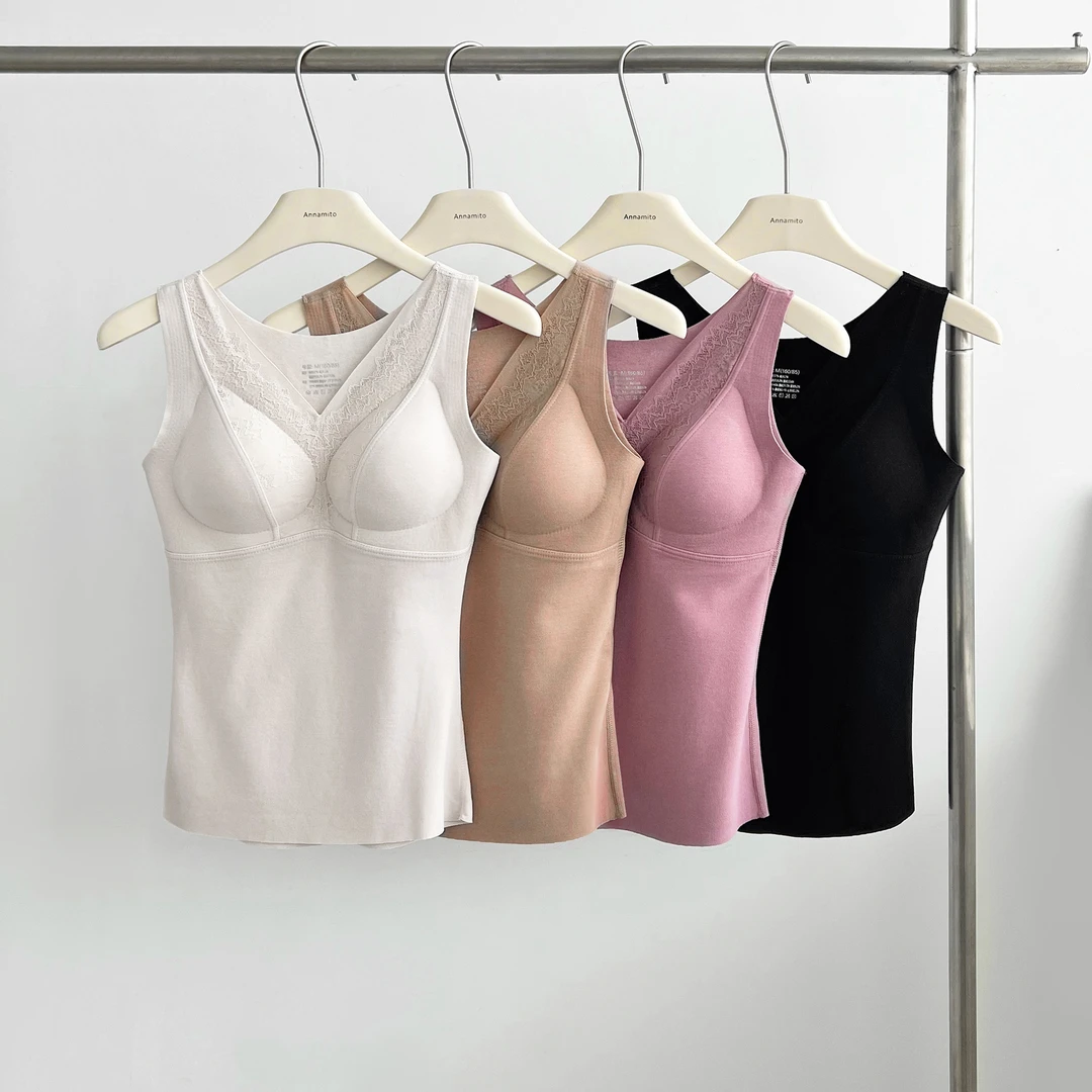 莱赛尔山羊绒蚕丝带杯垫保暖背心H8158